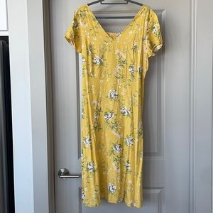 Yellow Floral Midi Dress